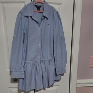 Ralph Lauren Light Blue Peplum Shirt Dress